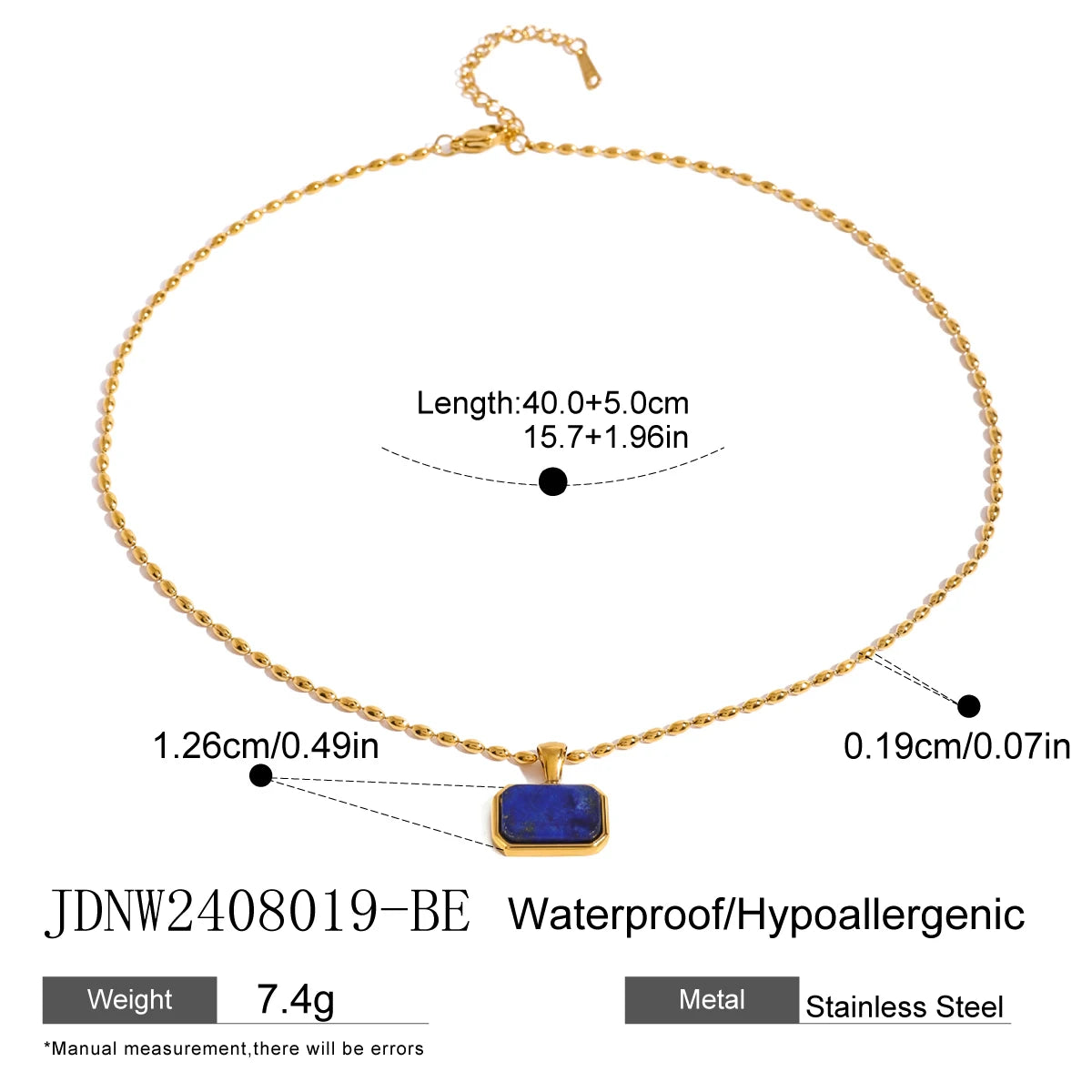 18K Gold Plated Gem Pendant Necklace