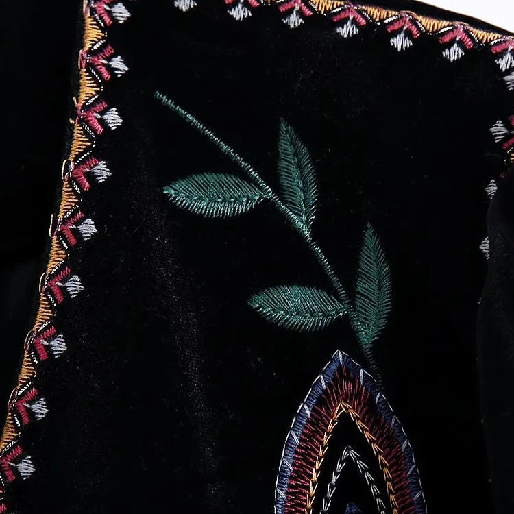 Lenora Velvet Cropped Embroidered Jacket