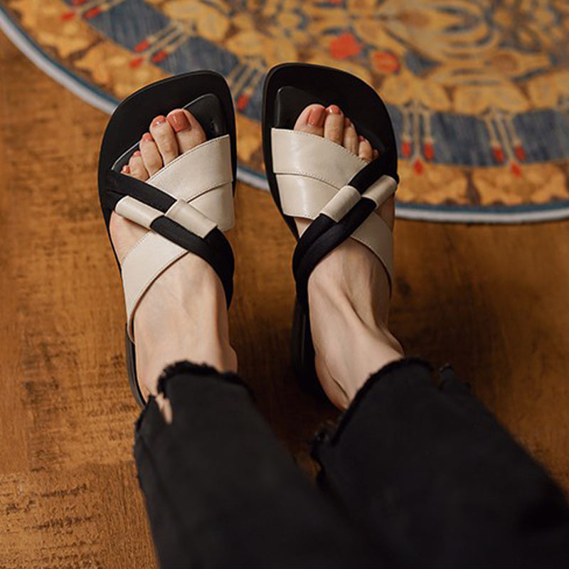 Leone Cross Strap Open Toe Sandal / 2 COLORS