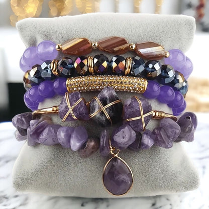 Lameir Natural Stone Beaded Bracelets Set