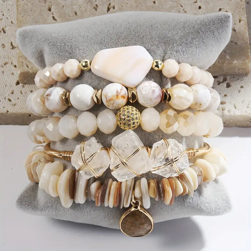 Lameir Natural Stone Beaded Bracelets Set