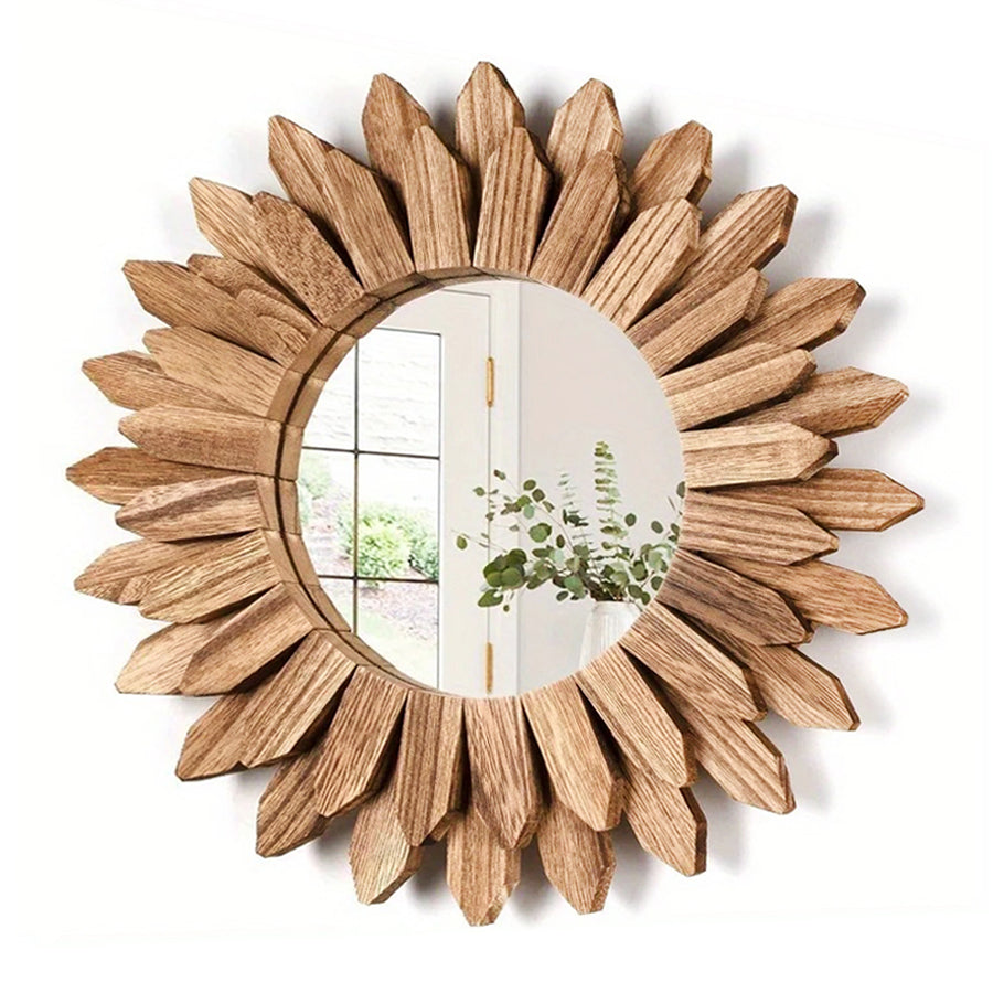 Hazel Rustic Charm Wood Hanging Mirror