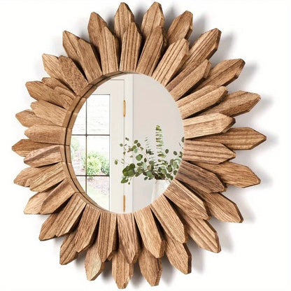 Hazel Rustic Charm Wood Hanging Mirror