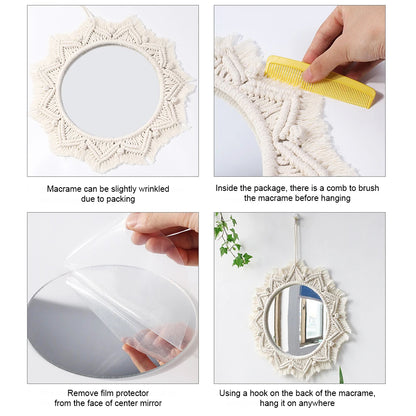 Camelia Handcrafted Macrame Boho Wall Mirror