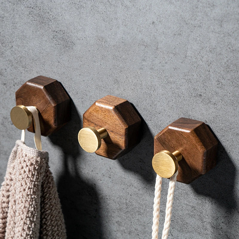 Wooden Brass Wall Hook