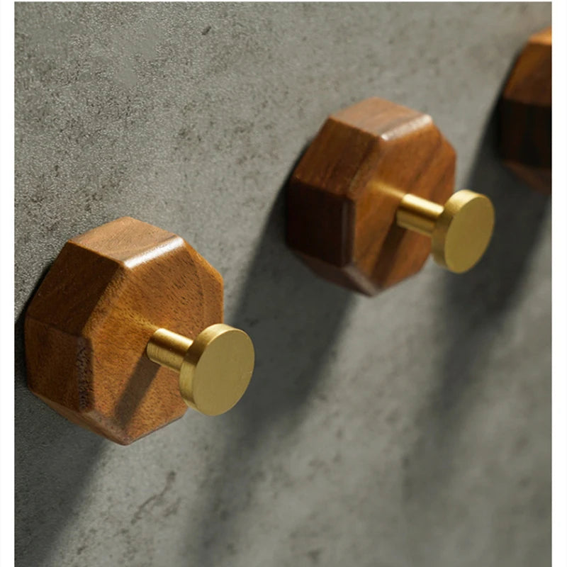 Wooden Brass Wall Hook