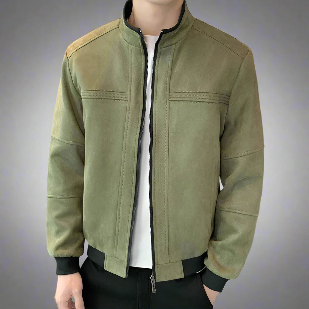 Faux Suede Bomber Jacket