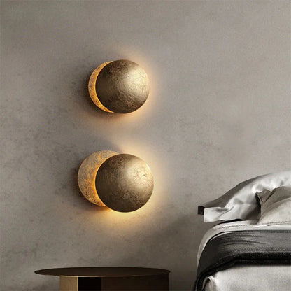 Celestial LED Brass Moon Wall Light Fixture