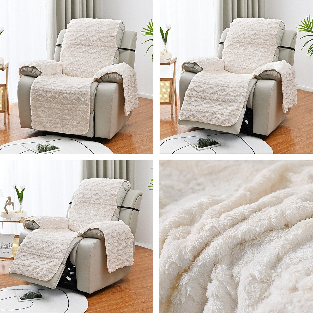 7 COLORS / 3-Piece Set Quilted Armchair Recliner Cover Anti Slip Sofa Couch Protector For Couches Slipcover