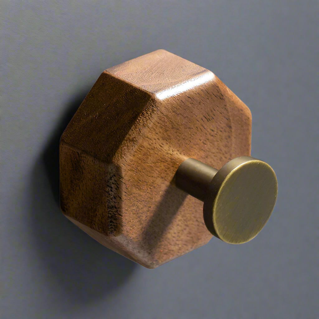 Wooden Brass Wall Hook