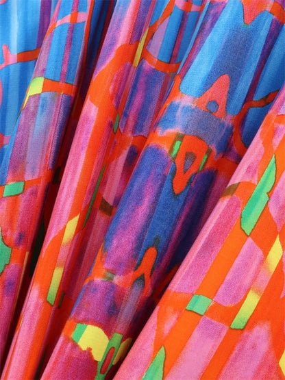 Sunset Hues Printed Kaftan Long Maxi Dress