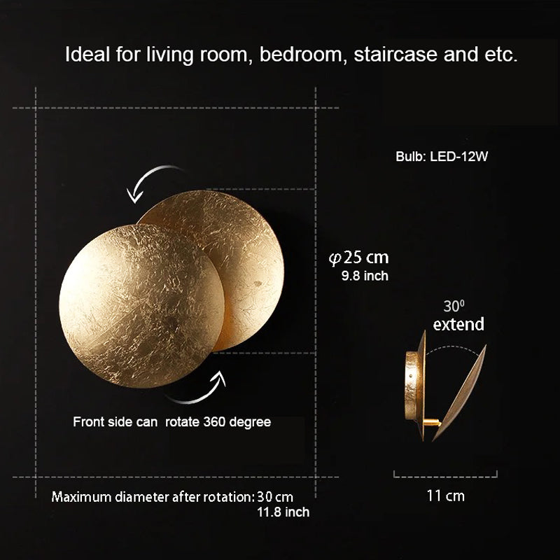 Celestial LED Brass Moon Wall Light Fixture