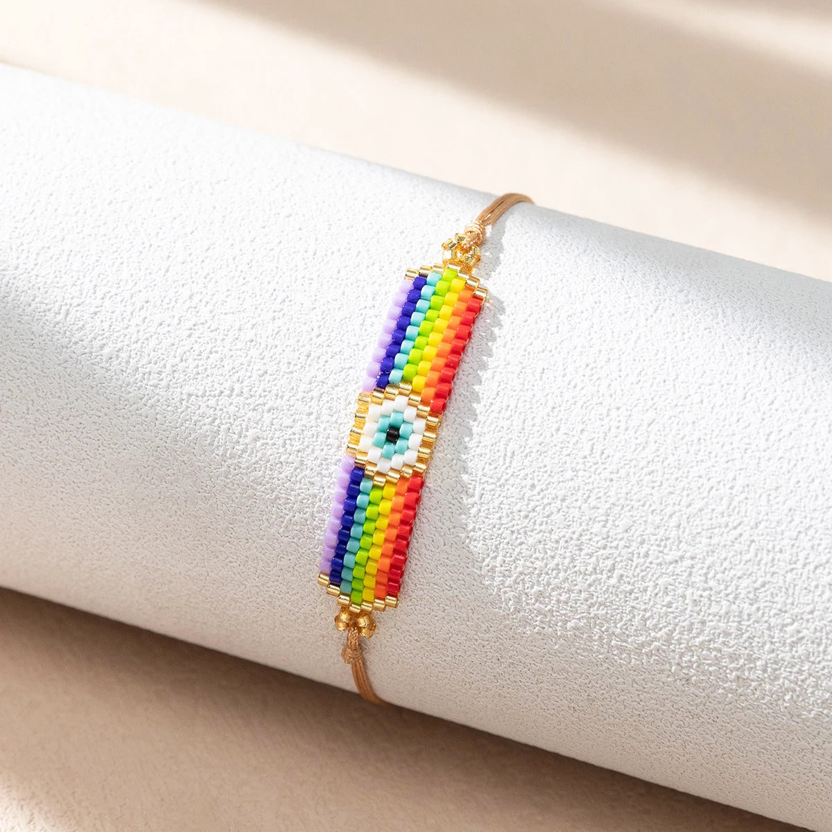 Bohemian Evil Eye Rainbow Beaded Bracelet