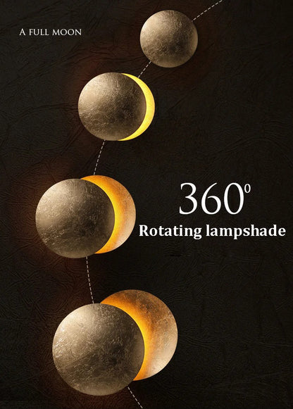 Celestial LED Brass Moon Wall Light Fixture