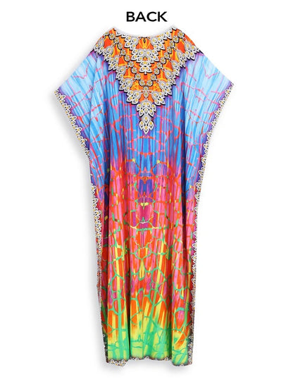 Sunset Hues Printed Kaftan Long Maxi Dress