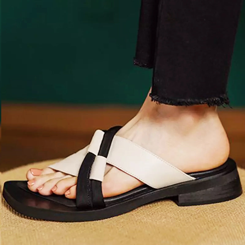 Leone Cross Strap Open Toe Sandal / 2 COLORS